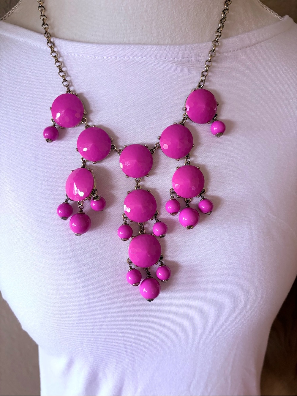 J. Crew Hot Pink Bubble Statement Necklace